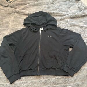 Nike Black Zip-Up Hoodie with Silver Zipper